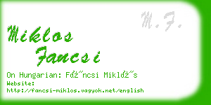 miklos fancsi business card
